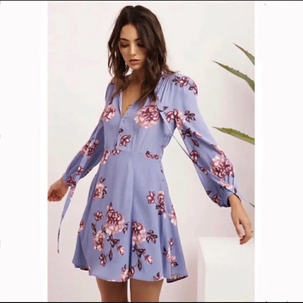 Astr The Label Periwinkle/Pink Floral Kate Dress